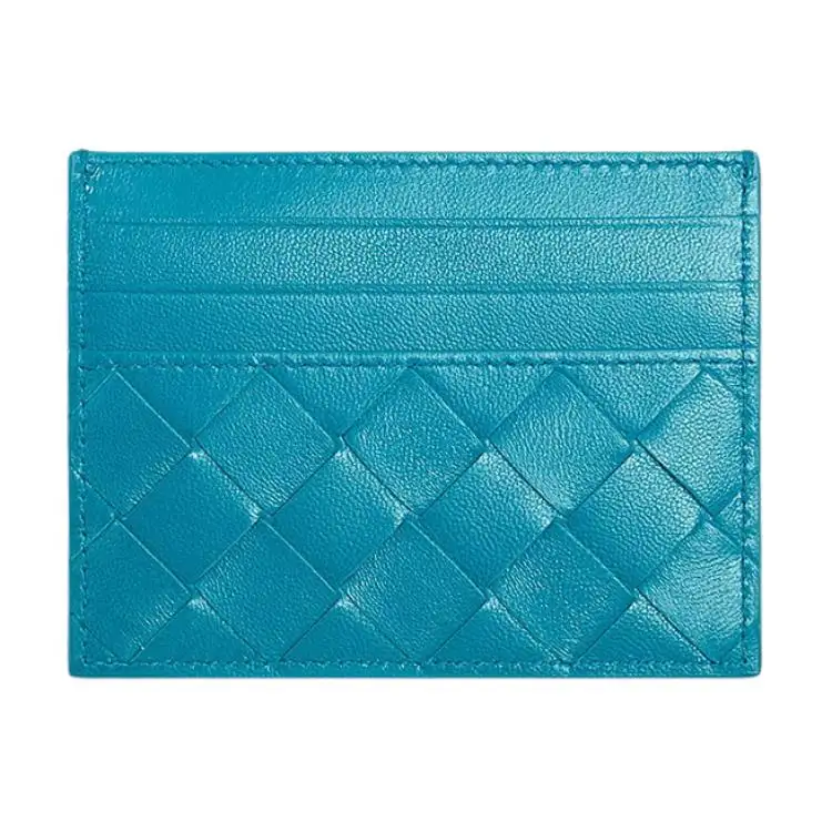 Bottega Veneta Sheepskin With Calfskin Card Holder Women's Wild Duck Green