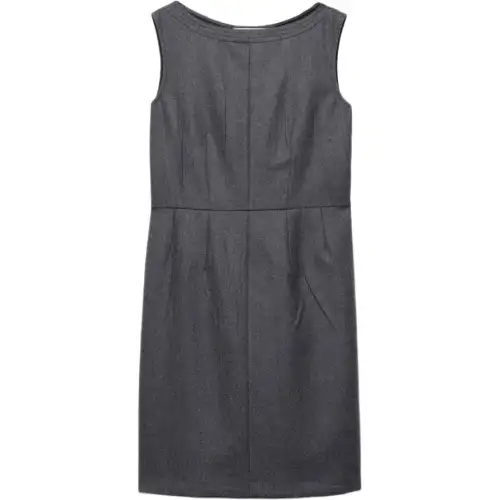 Prada boat-neck flannel midi dress