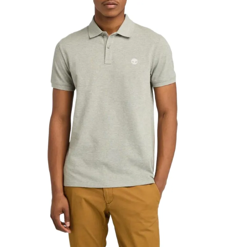 Timberland Polo Shirts Men's Gray Green Polo Collar Moderate