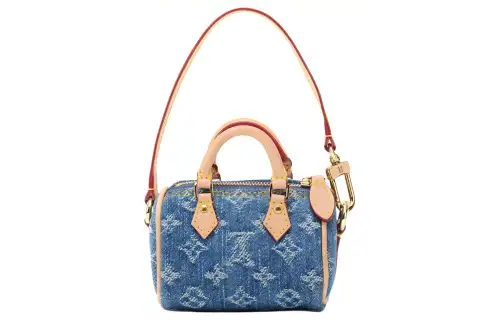 LOUIS VUITTON Speedy Denim Pillow Bag Bucket Bag Handbag Extra Mini Women's Light Pink & Blue