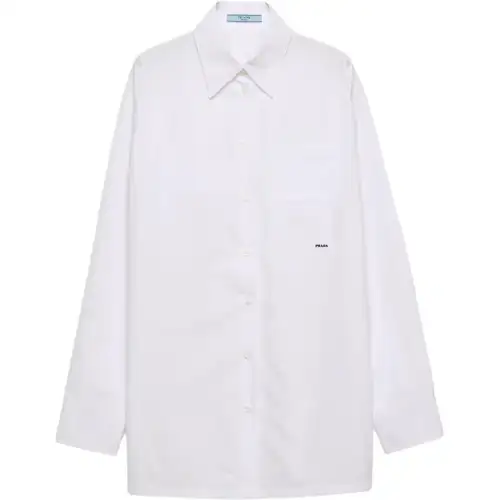 Prada embroidered patch-pocket shirt