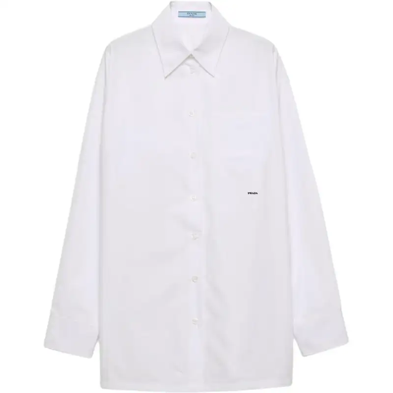 Prada embroidered patch-pocket shirt