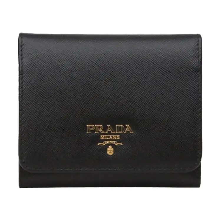 PRADA Saffiano Cow Leather Wallet Women's Black