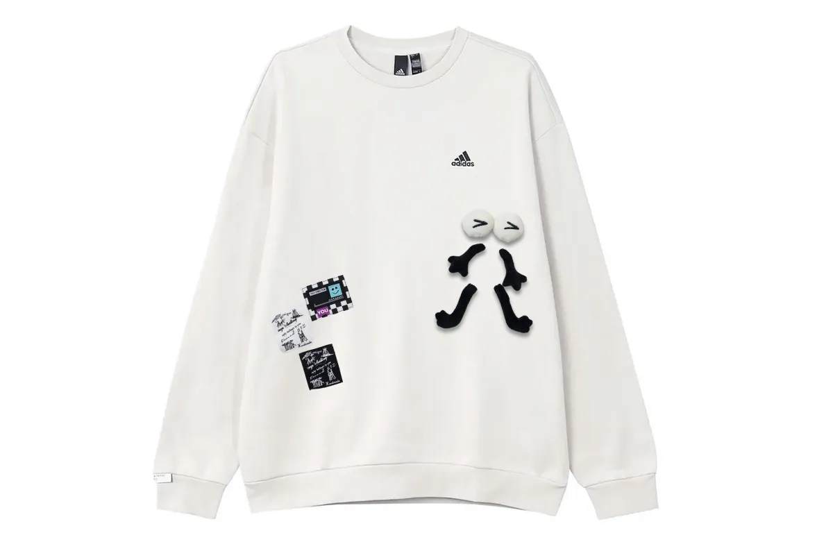 Adidas LABEL Sweatshirts Unisex White Crew Neck Moderate Regular