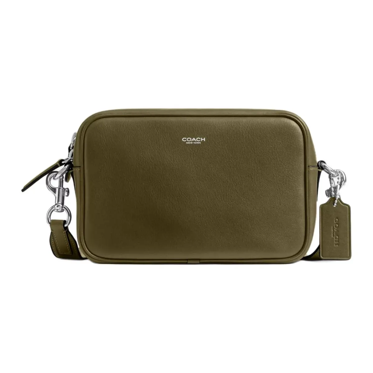 COACH Cow Leather Camera Bag, Shoulder Bag, Crossbody Bag Medium Unisex Olive Green
