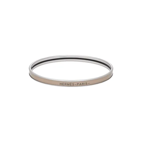 HERMES Uni Enamel Palladium Plated Bangles Unisex Brown