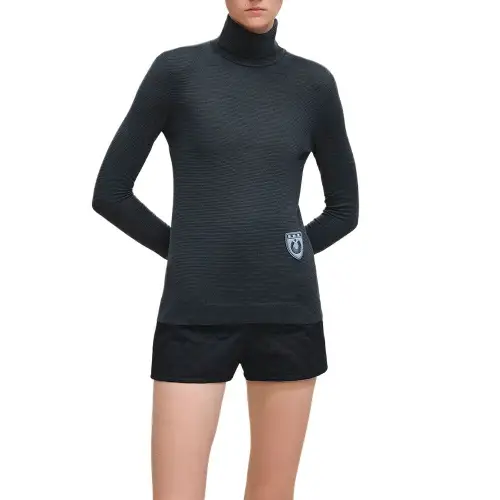 HERMES Sweaters Women's Smoke Blue Turtleneck Moderate
