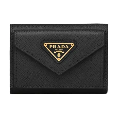 PRADA Trifold Leather Wallet Women's Black