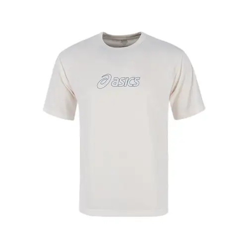 ASICS T Shirts Unisex Ecru Crew Neck Moderate