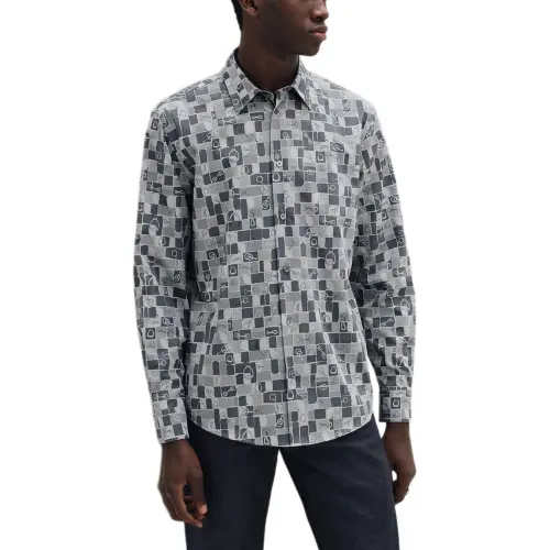 HERMES Shirts Men's Gray Lapel Moderate