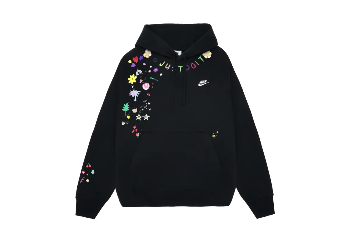 Nike Sweatshirts Unisex Black-Starry Graffiti Hooded (Non-detachable) Moderate