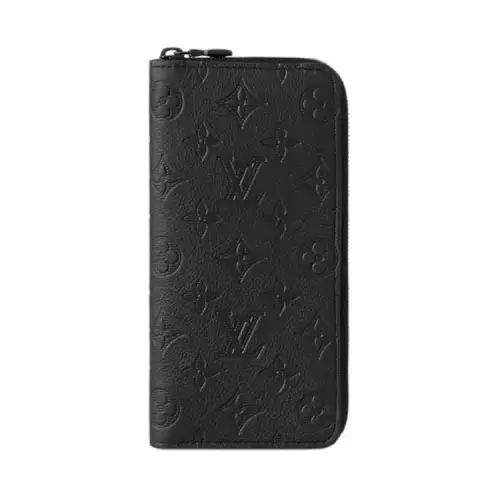 LOUIS VUITTON Zippy Wallet Verticle Monogram Shadow Black