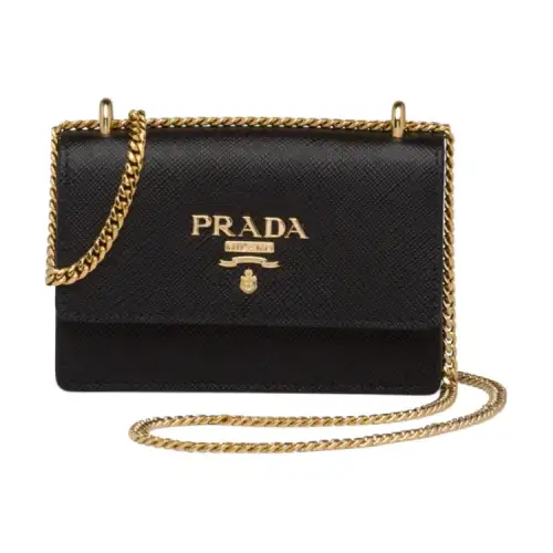 PRADA Saffiano Leather Card Holder Wallet Women's Black