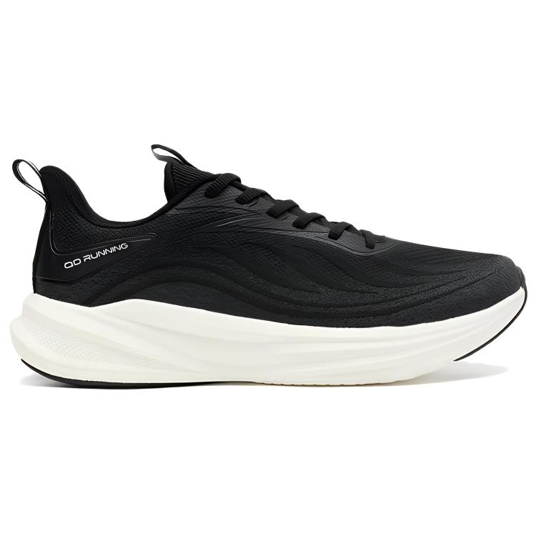 QIAODAN Fashion Trend Cushioning Abrasion Resistant Breathable Low top Casual Running Shoes Men’s Black White