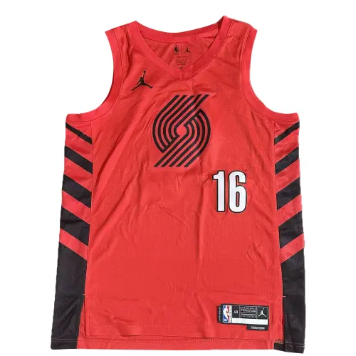 Jordan Dri-FIT NBA Commemorative Edition HANSEN Yang Hansen Trail Blazers Jersey No. 16 Player Edition Brand Logo Letter Knitted Sleeveless Basketball Vest Men's Style