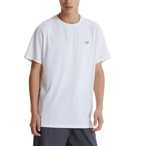 New Balance T Shirts Men's White Crew Neck Moderate