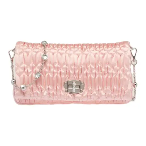 MIU MIU Satin Crossbody Bag, Shoulder Bag Women's Light Pink