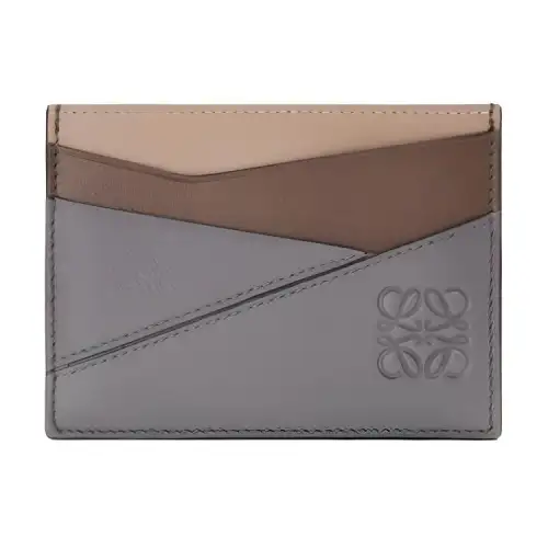 LOEWE Puzzle Cow Leather Card Holder, Wallet Men's Gray