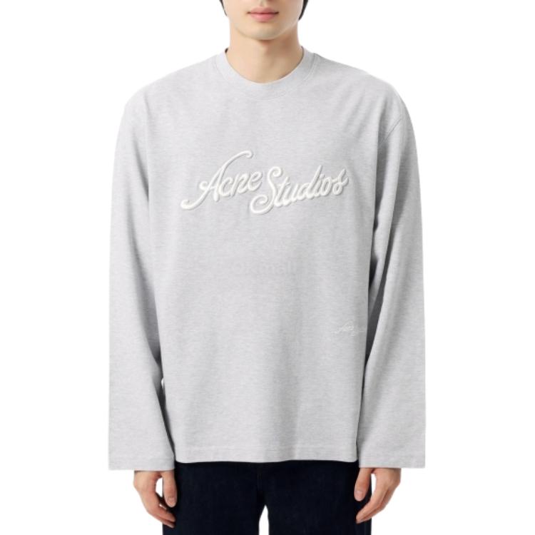 Мужской лонгслив Acne Studios Embroidered Logo (серый)
