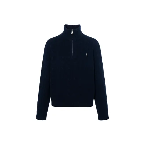 Polo Ralph Lauren Pony, long-sleeve with zipper, navy blue sweater, with embroidery