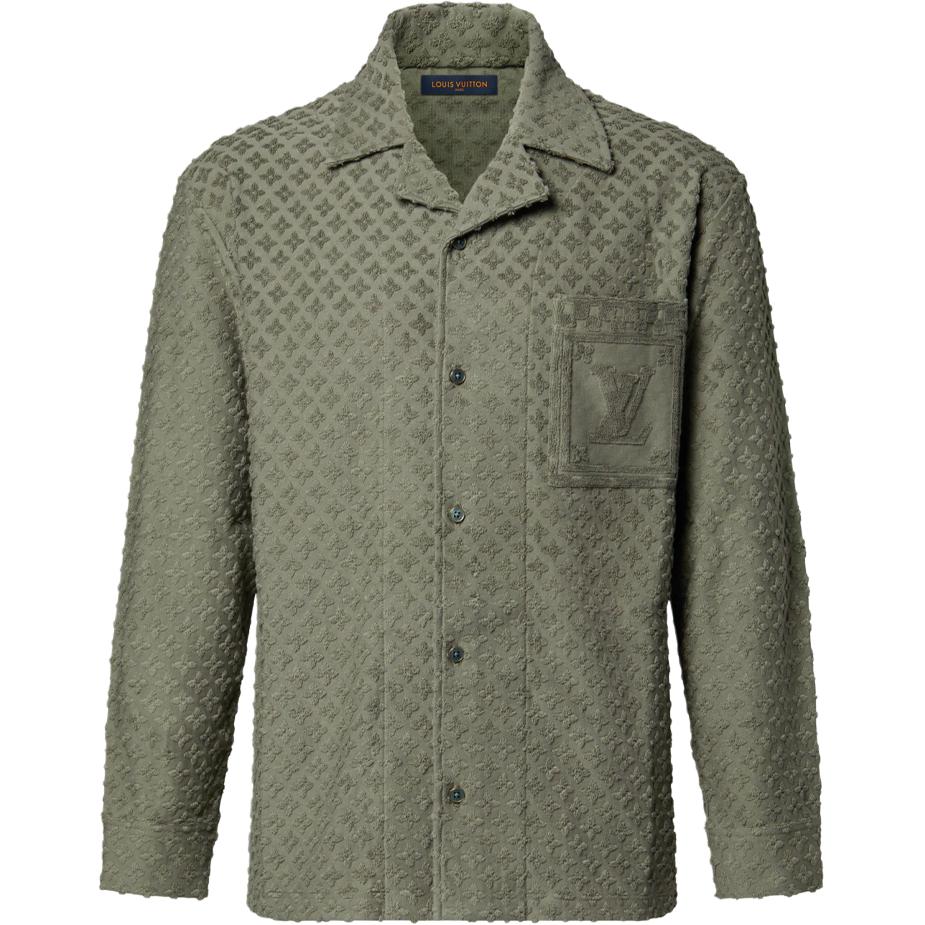 LOUIS VUITTON FW25 Early Autumn Men's Series Jacquard Terry Cloth Jacket Shirt Men's Green
