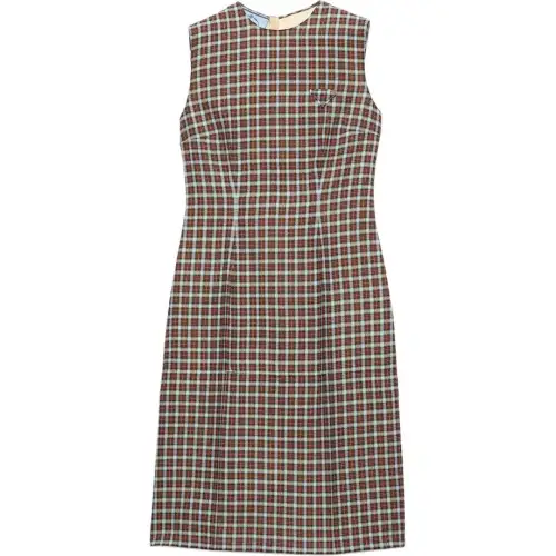 Prada checked-pattern midi dress