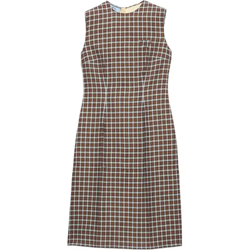 Prada checked-pattern midi dress