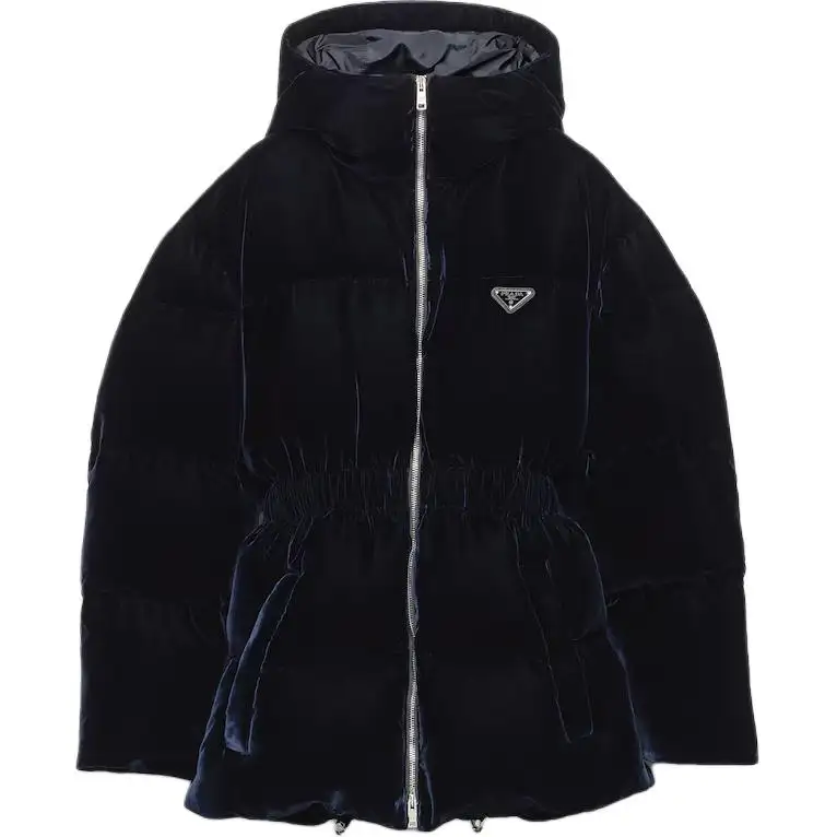 Prada velvet hooded puffer jacket