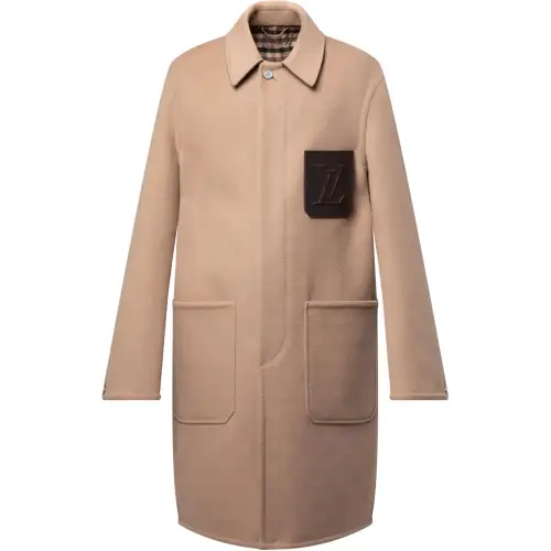 LOUIS VUITTON Coats Men's Camel Lapel Moderate Straight Fit