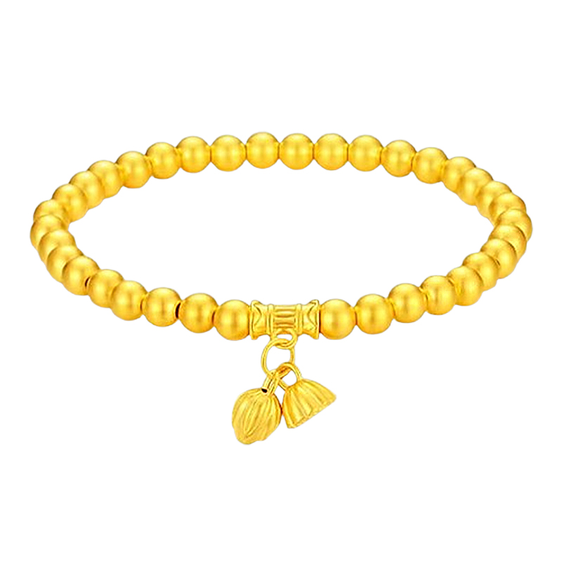 Chinese jewelry SINO GEM two generations of happy beads, good luck, all wishes come true, ancient style, exquisite and versatile, niche temperament, light luxury, pure gold 999, priced by gram, gold bracelet, same style for men and women, couple style
