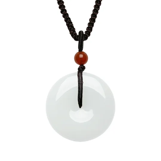 CHOW TAI SENG Necklaces Pale Greenish White Jade Unisex