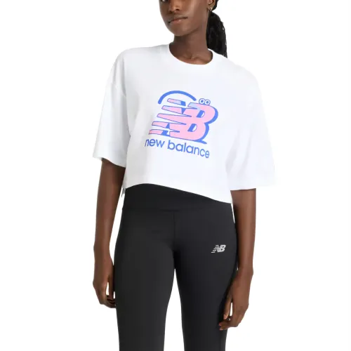 New Balance T Shirts Women's White Crew Neck Moderate