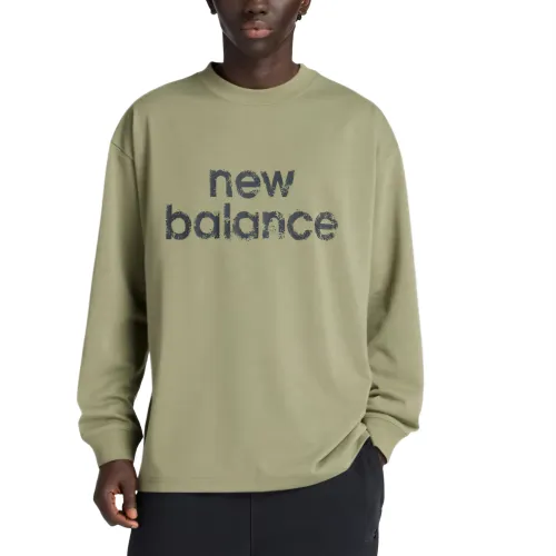 New Balance T Shirts Men's Green Crew Neck Moderate