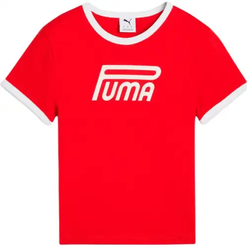 PUMA Archive T Shirts Women's Red Crew Neck Moderate