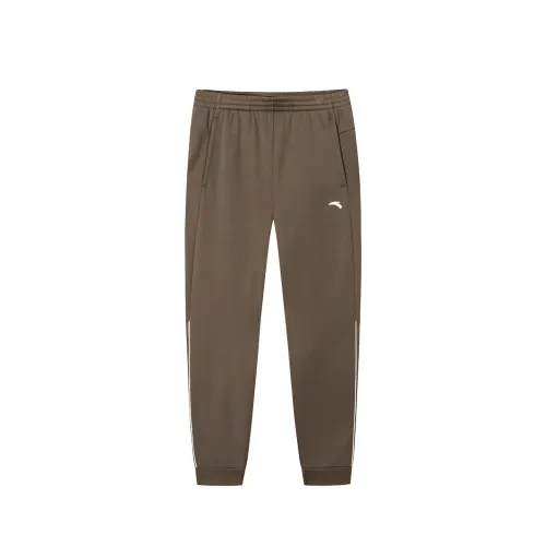 ANTA Knitted Sweatpants Men's Gray Brown 1 Moderate Cuffed Pants