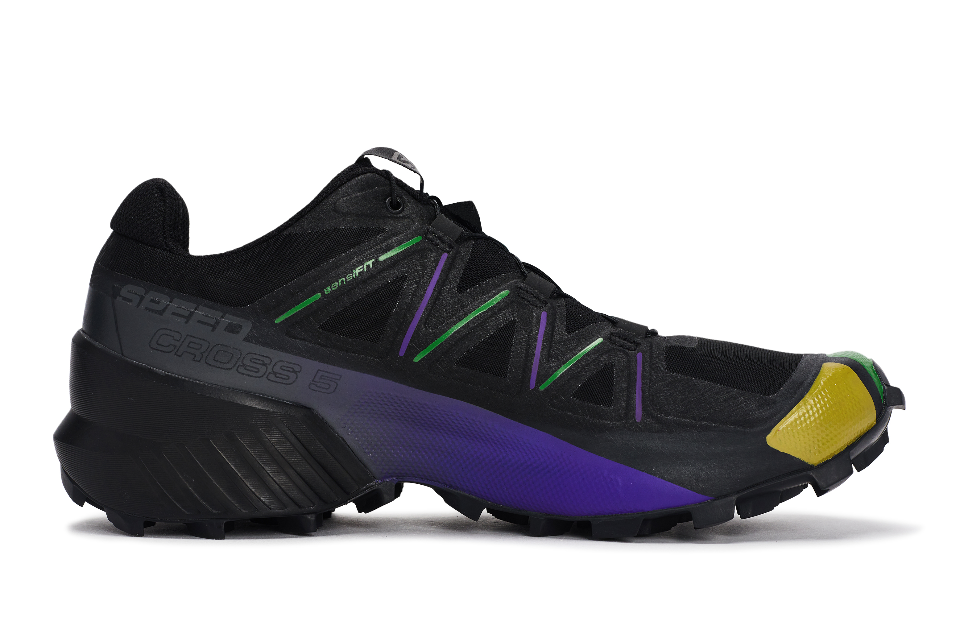 SALOMON Speedcross 5 Abrasion Resistant Low top Running Shoes Men’s Black Purple Yellow Green