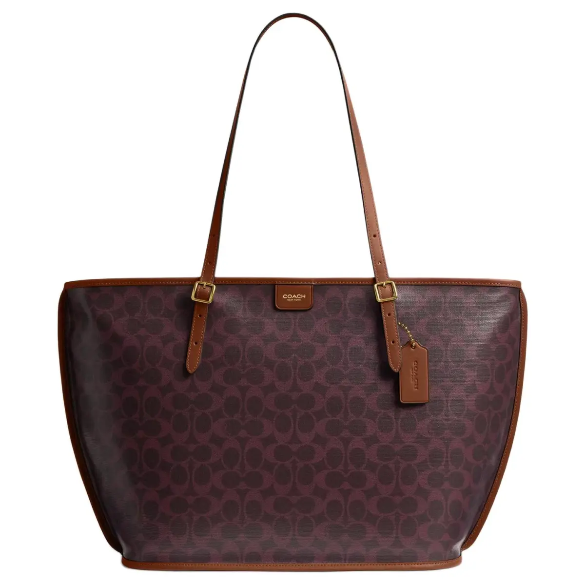 COACH Coated Canvas Tote Bag, Shopping Bag Shoulder Bags Large Women's Chestnut