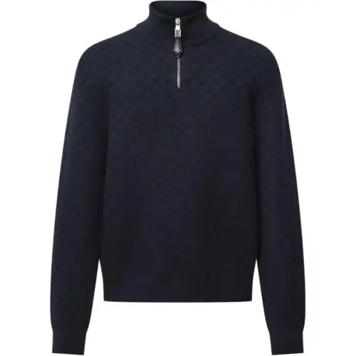 LOUIS VUITTON Cashmere Wool Blend Half Zip Pullover