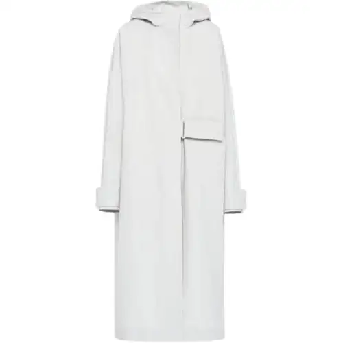 PRADA Coats Women's Silver Hooded Moderate Straight Fit