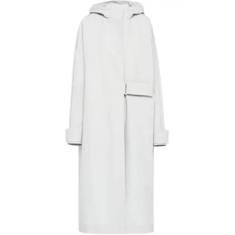 PRADA Coats Women's Silver Hooded Moderate Straight Fit