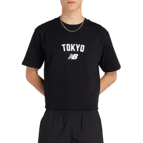 New Balance T Shirts Men's Black Crew Neck Moderate