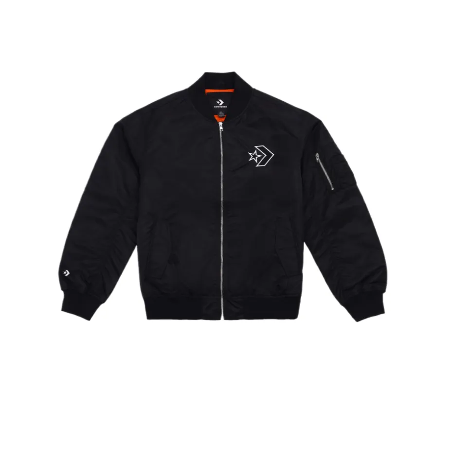 Converse Jackets Men's Black Baseball Collar Moderate Pilot