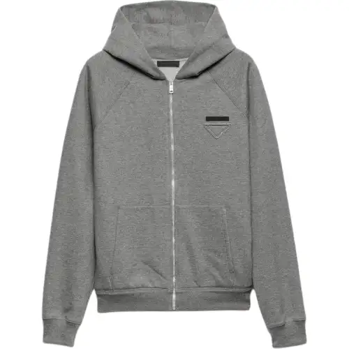 PRADA Triangle Patch Zip Up Hoodie