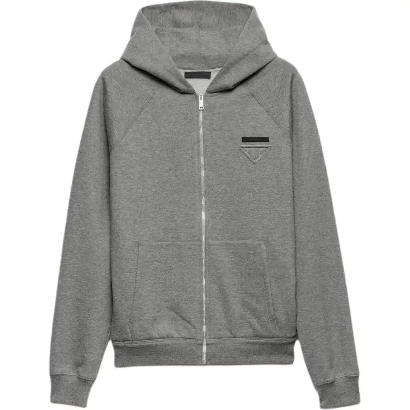 PRADA Triangle Patch Zip Up Hoodie