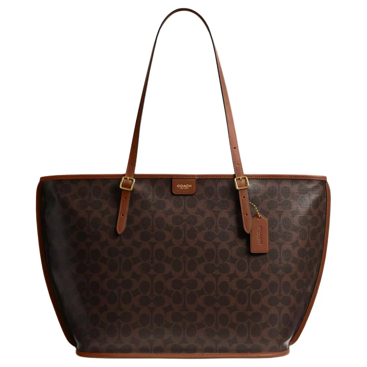 COACH Artificial Leather Tote Bag, Shopping Bag Shoulder Bags Large Women's Dark Brown