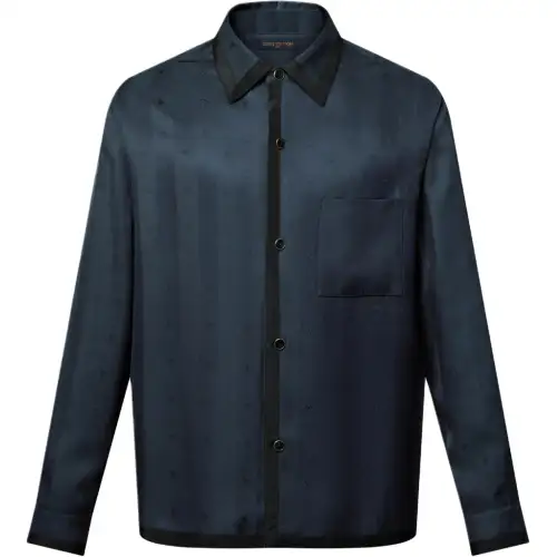 LOUIS VUITTON Shirts Men's Marine Blue Pointed Collar Moderate Other