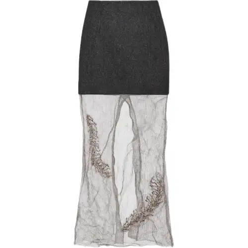 PRADA Casual Long Skirts Women's Black Thin Mid Length Bodycon Skirt