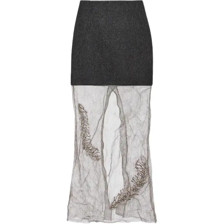PRADA Casual Long Skirts Women's Black Thin Mid Length Bodycon Skirt