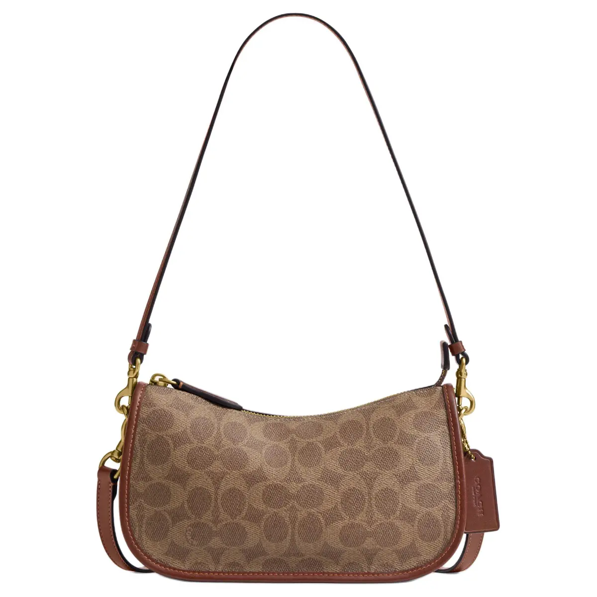 COACH Waverly Artificial Leather With Cow Leather Crossbody Bag, Shoulder Bag Medium Women's Brown Yellow