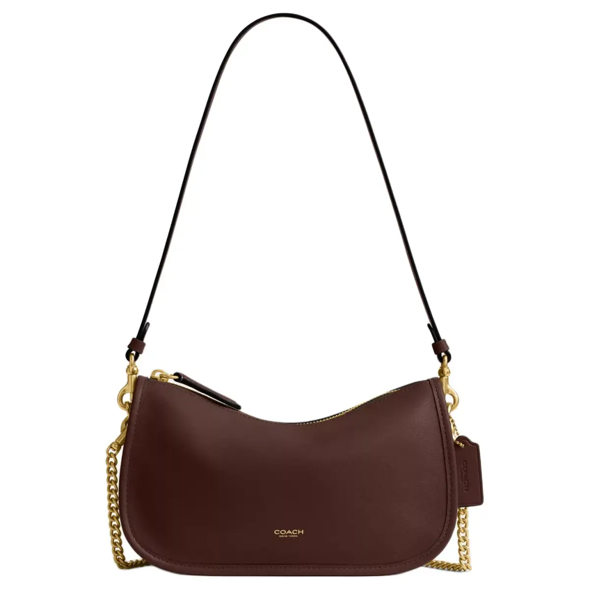 COACH Waverly Refined Cow Leather Shoulder Bag Medium Women's Maple Brown